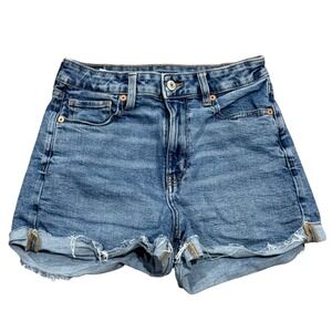 American Eagle Mom Short Denim Stretch Distressed Cuffed Women Size 4